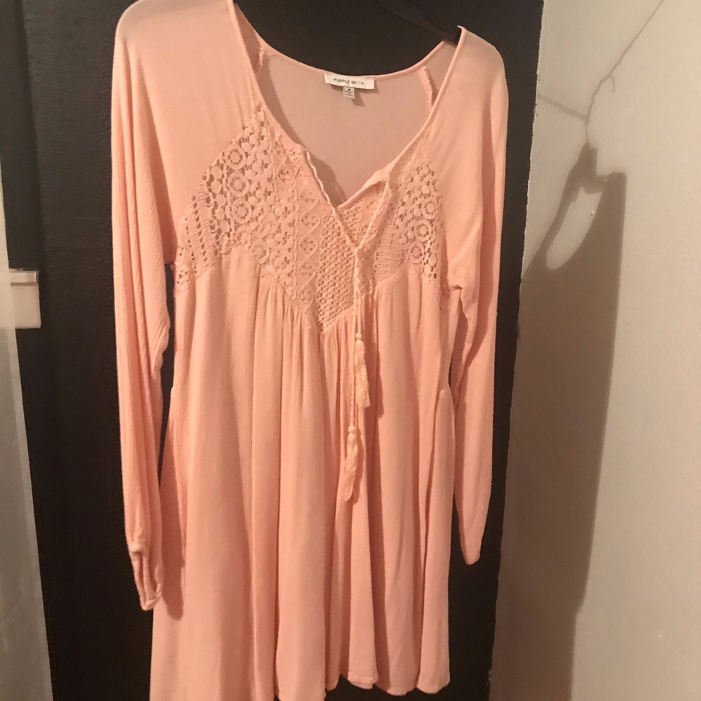 Long sleeve light pink dress